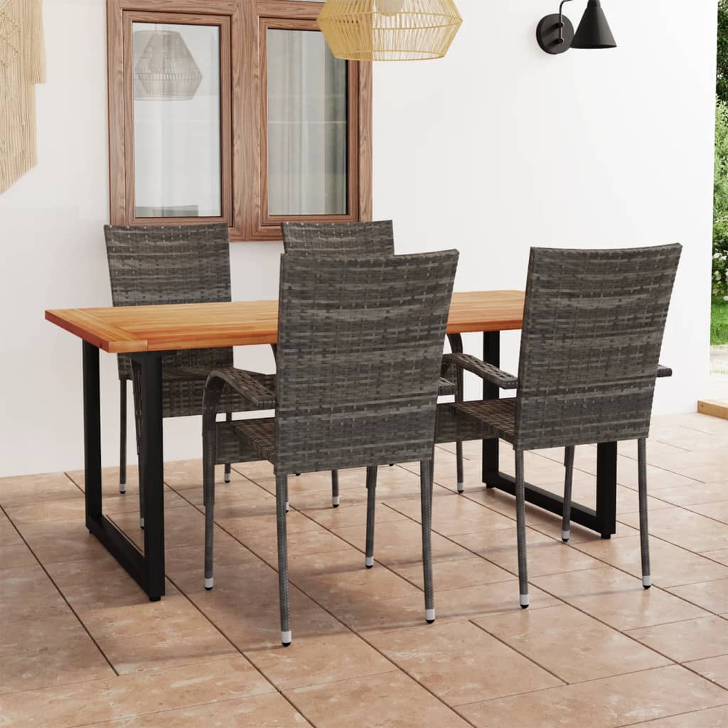 Berkfield 5 Piece Garden Dining Set Poly Rattan Grey