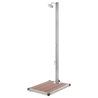 Berkfield Garden Shower with Brown Base 220 cm Stainless Steel