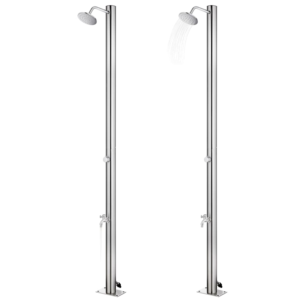 Berkfield Garden Shower with Brown Base 220 cm Stainless Steel
