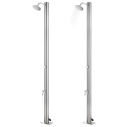 Berkfield Garden Shower with Brown Base 220 cm Stainless Steel