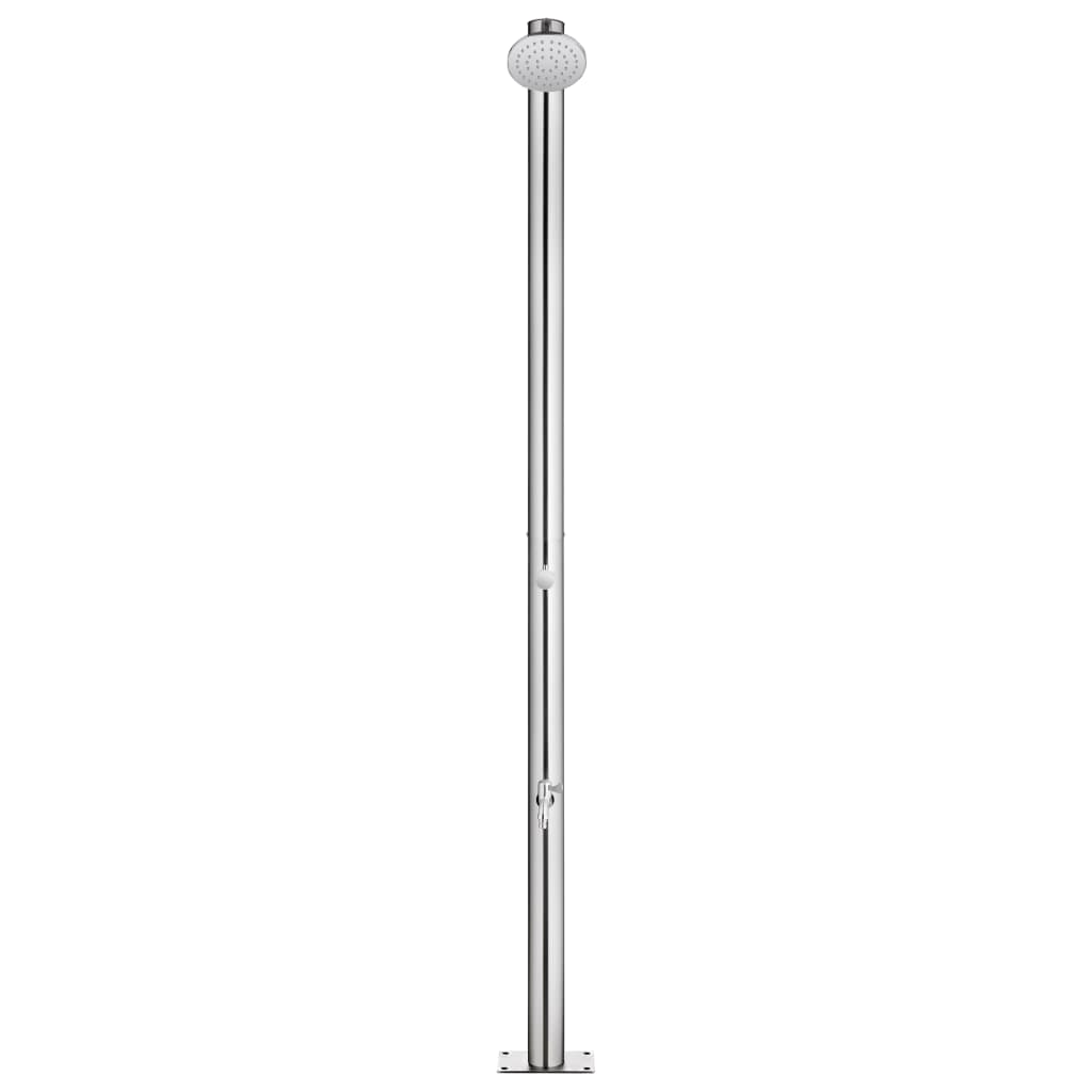 Berkfield Garden Shower with Brown Base 220 cm Stainless Steel