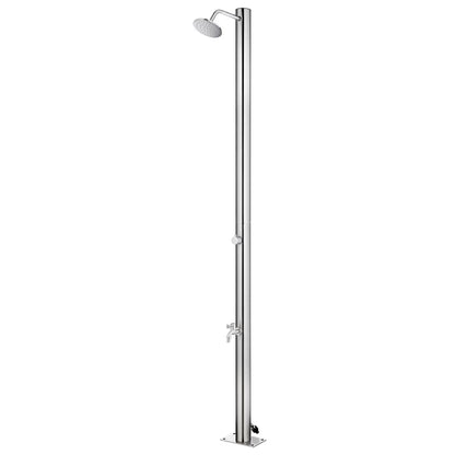 Berkfield Garden Shower with Brown Base 220 cm Stainless Steel