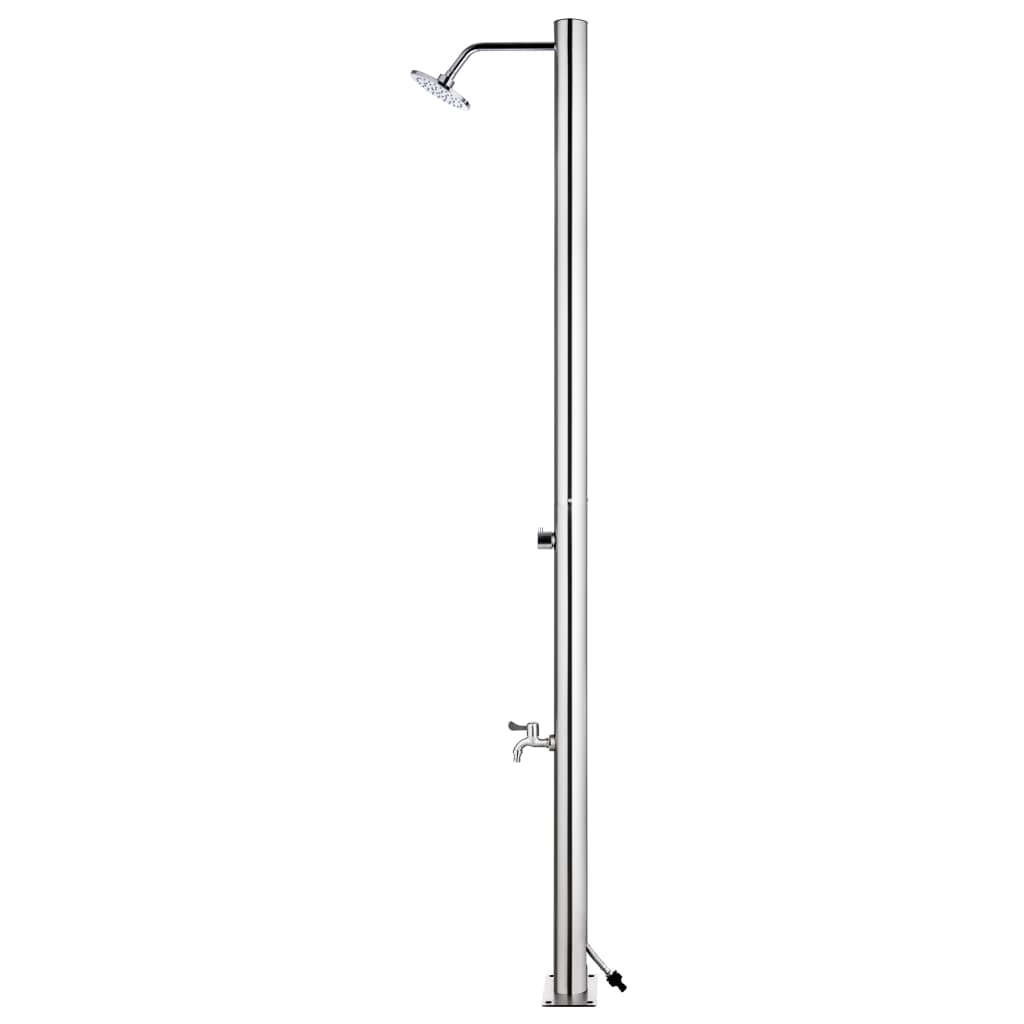 Berkfield Garden Shower with Brown Base 220 cm Stainless Steel