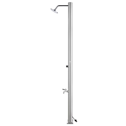 Berkfield Garden Shower with Brown Base 220 cm Stainless Steel