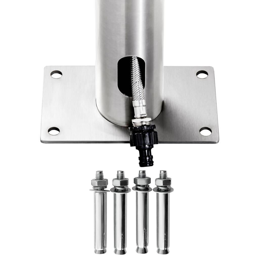 Berkfield Garden Shower with Brown Base 220 cm Stainless Steel