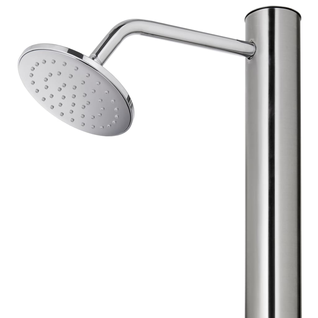 Berkfield Garden Shower with Brown Base 220 cm Stainless Steel