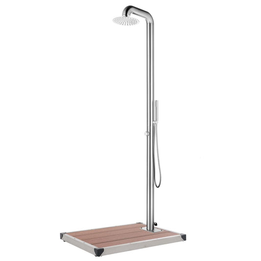Berkfield Garden Shower with Brown Base 230 cm Stainless Steel
