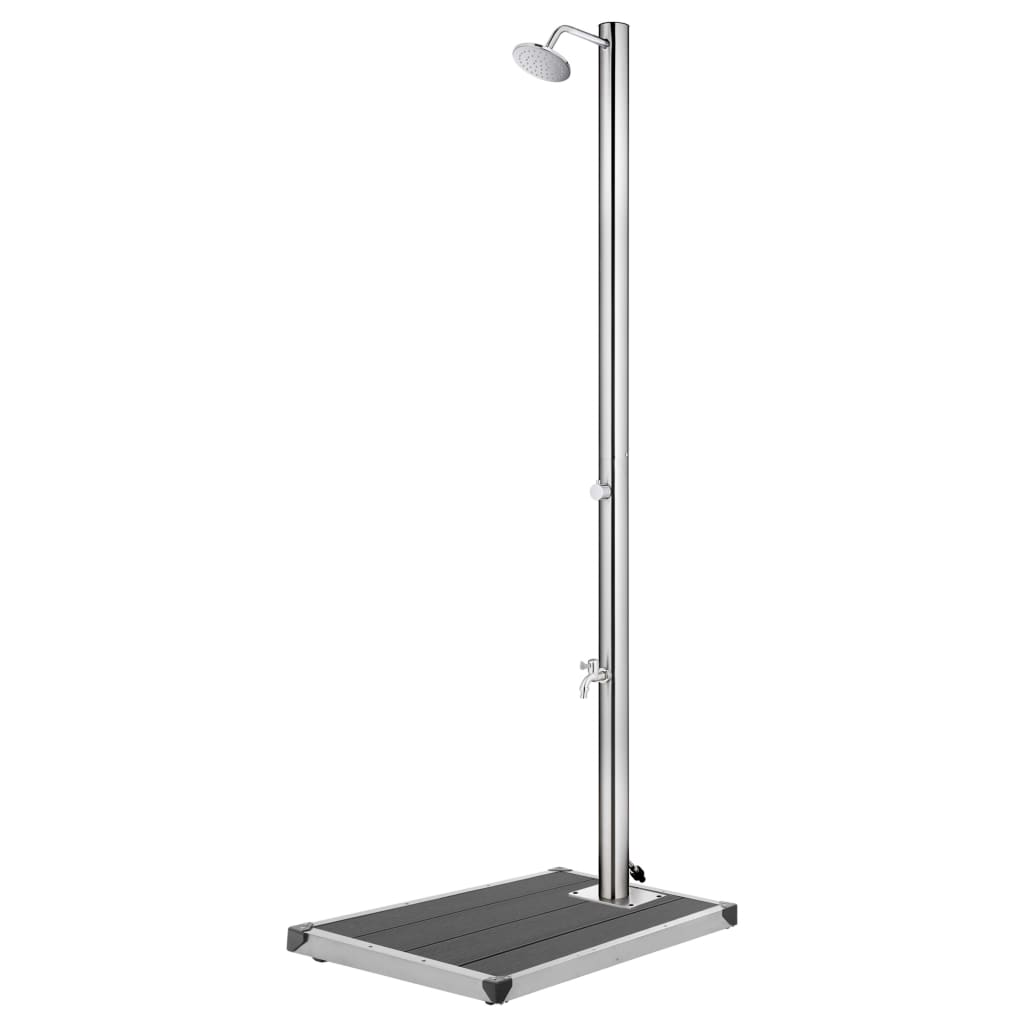 Berkfield Garden Shower with Grey Base 220 cm Stainless Steel