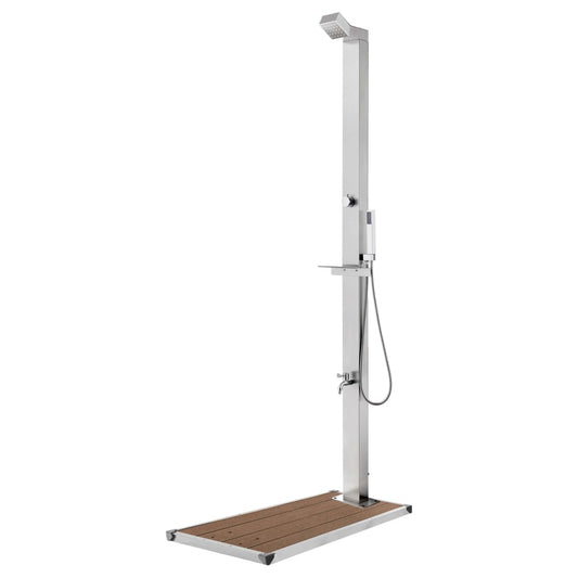 Berkfield Garden Shower with Brown Base 225 cm Stainless Steel