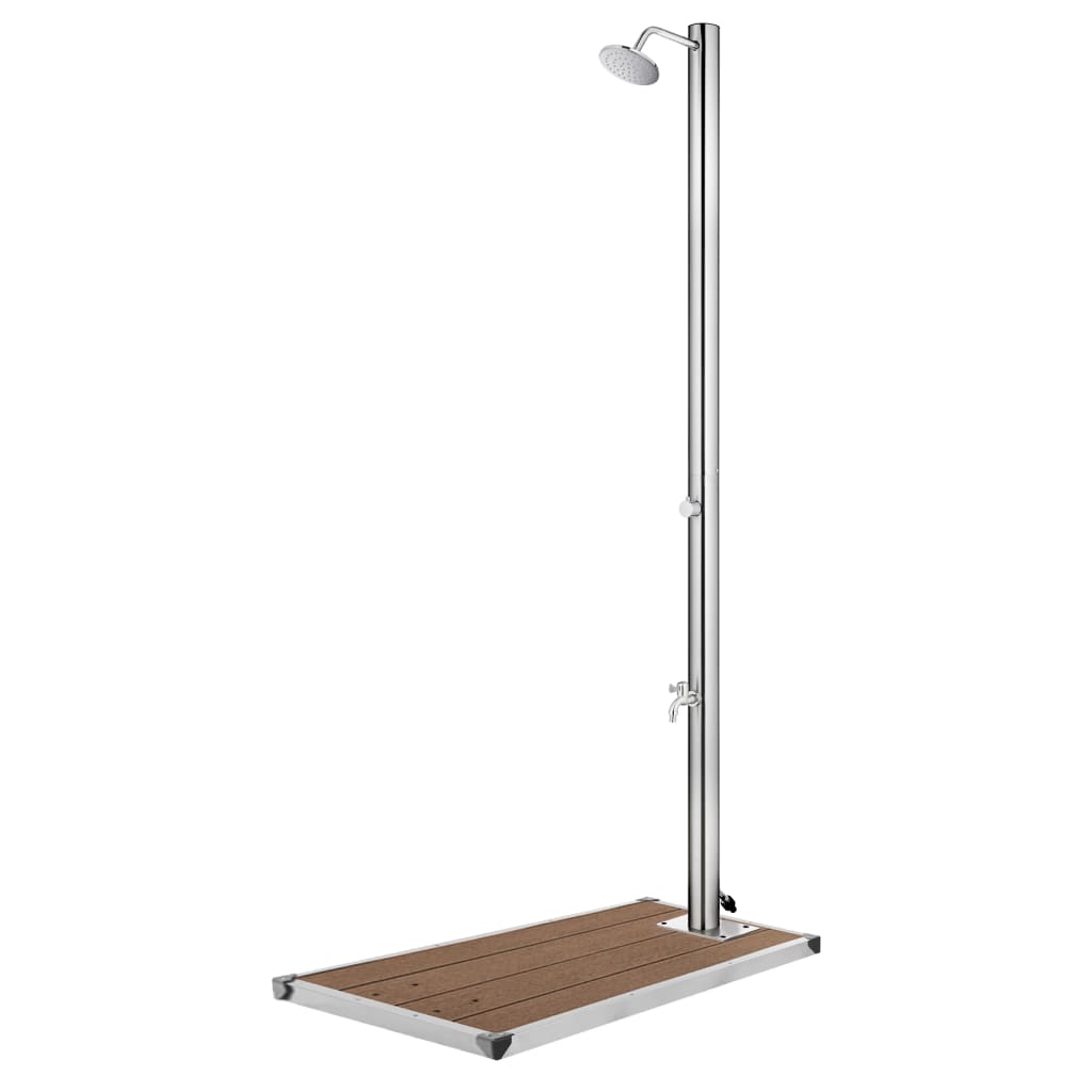 Berkfield Garden Shower with Brown Base 220 cm Stainless Steel