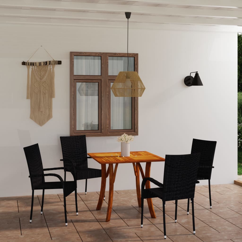 Berkfield 5 Piece Garden Dining Set Black