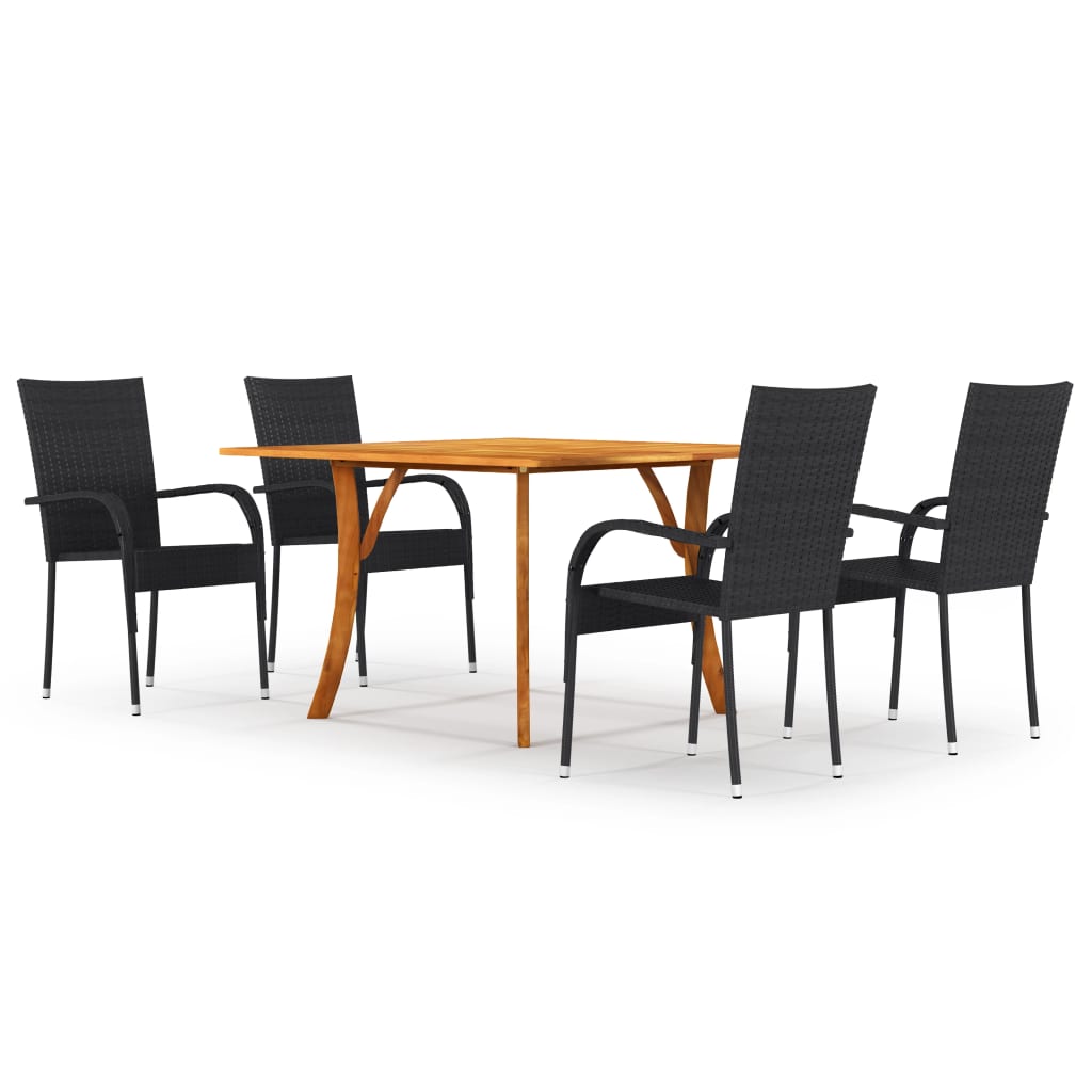 Berkfield 5 Piece Garden Dining Set Black