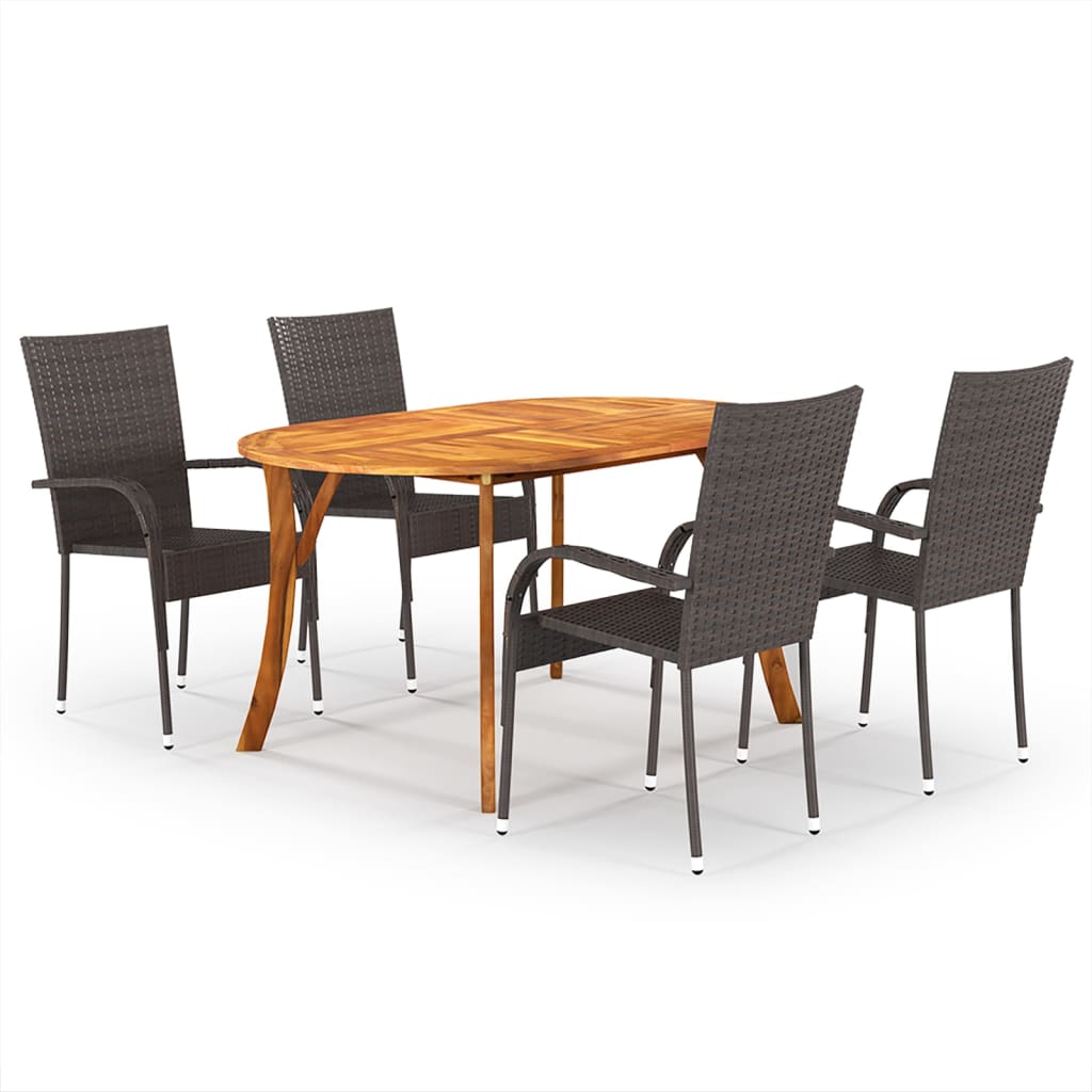 Berkfield 5 Piece Garden Dining Set Brown