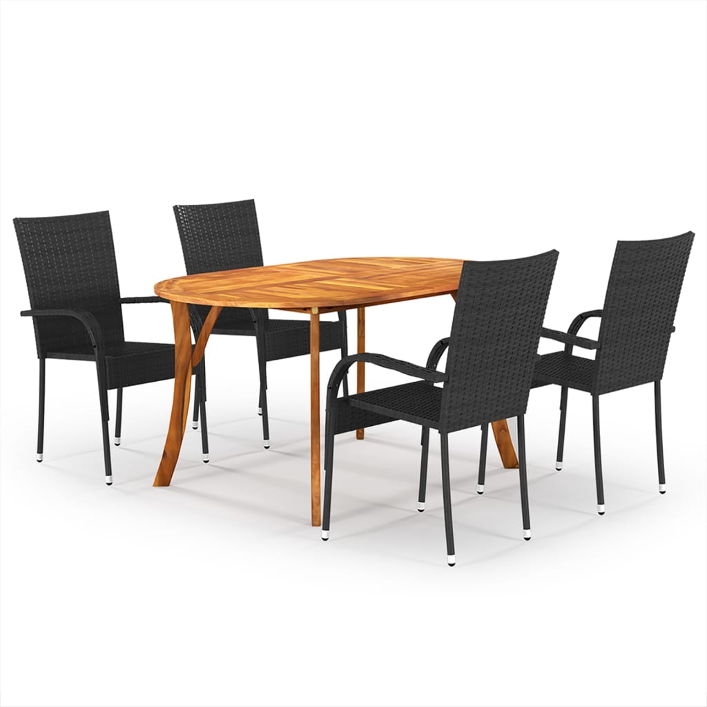 Berkfield 5 Piece Garden Dining Set Black