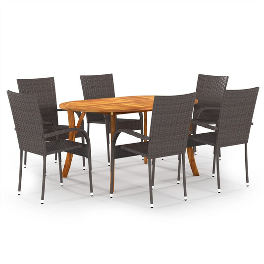 Berkfield 7 Piece Garden Dining Set Brown