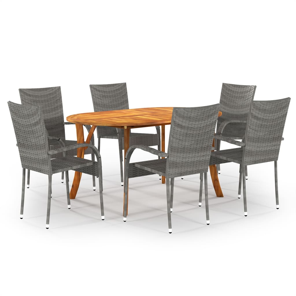 Berkfield 7 Piece Garden Dining Set Grey