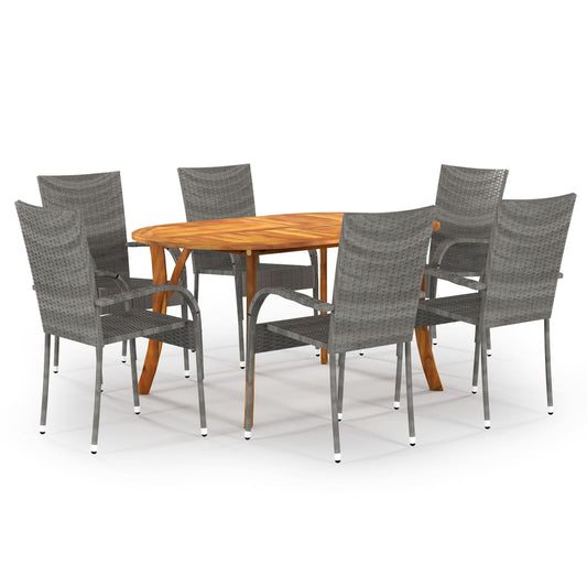 Berkfield 7 Piece Garden Dining Set Grey