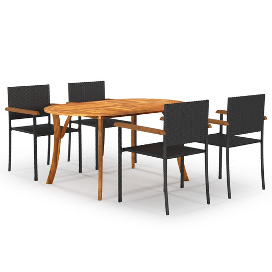 Berkfield 5 Piece Garden Dining Set Black