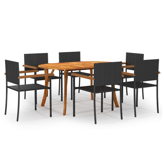 Berkfield 7 Piece Garden Dining Set Black