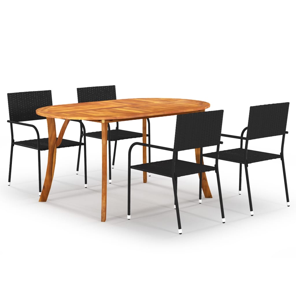 Berkfield 5 Piece Garden Dining Set Black