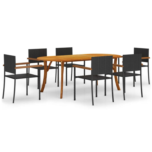Berkfield 7 Piece Garden Dining Set Black