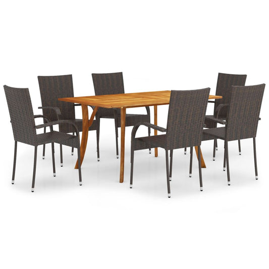 Berkfield 7 Piece Garden Dining Set Brown