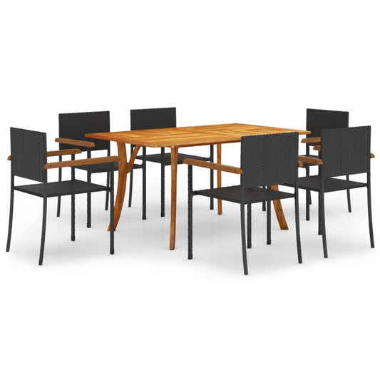 Berkfield 7 Piece Garden Dining Set Black