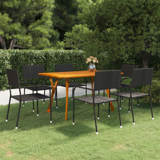 Berkfield 7 Piece Garden Dining Set Black