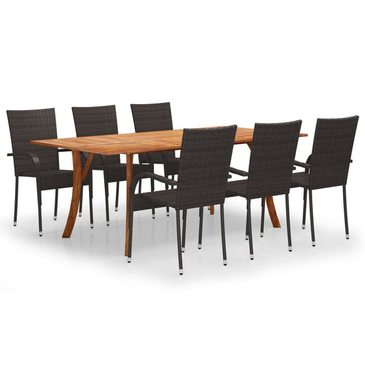 Berkfield 7 Piece Garden Dining Set Brown