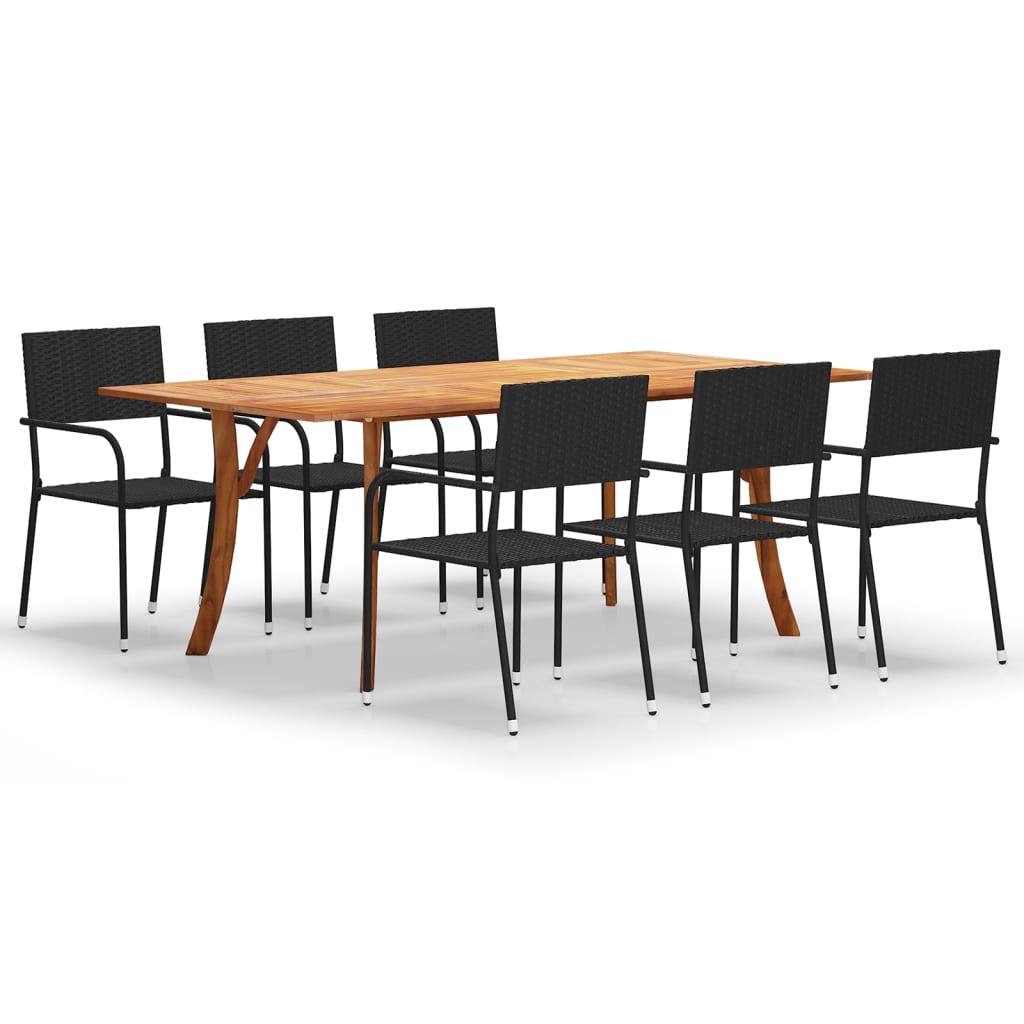Berkfield 7 Piece Garden Dining Set Black