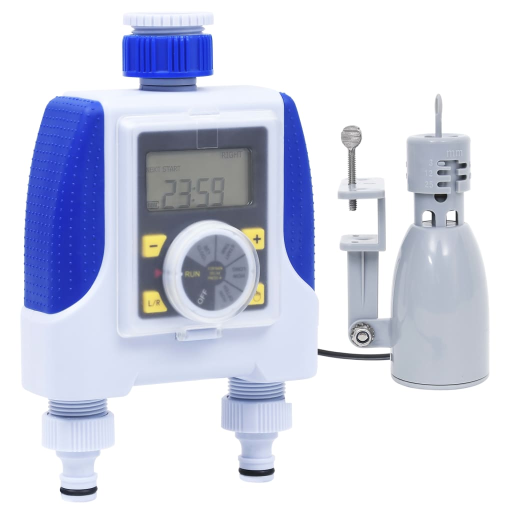 Berkfield Electronic Dual Outlet Water Timer with Rain Sensor