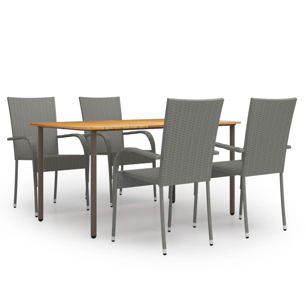 Berkfield 5 Piece Garden Dining Set Poly Rattan Grey