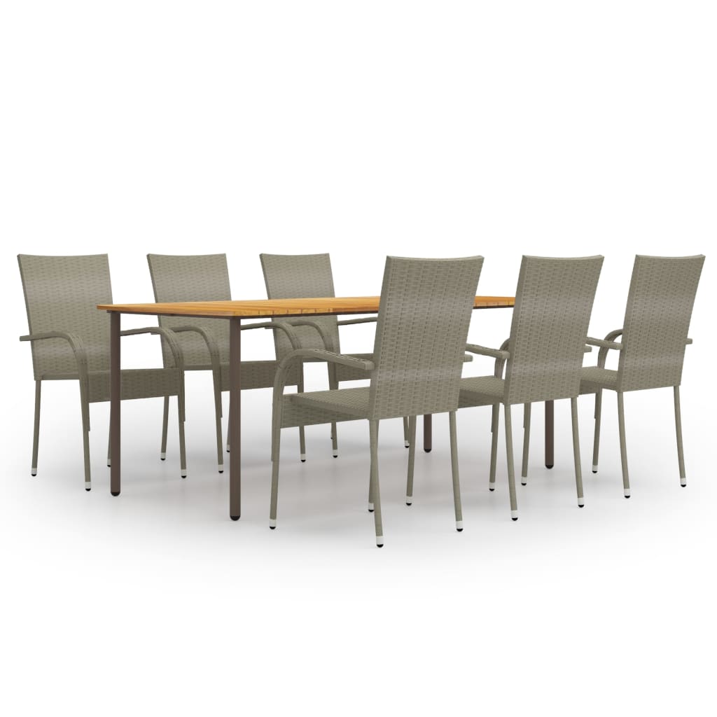 Berkfield 7 Piece Garden Dining Set Poly Rattan Grey