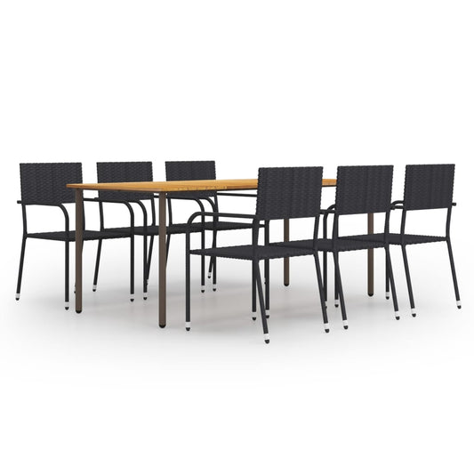 Berkfield 7 Piece Garden Dining Set Poly Rattan Black