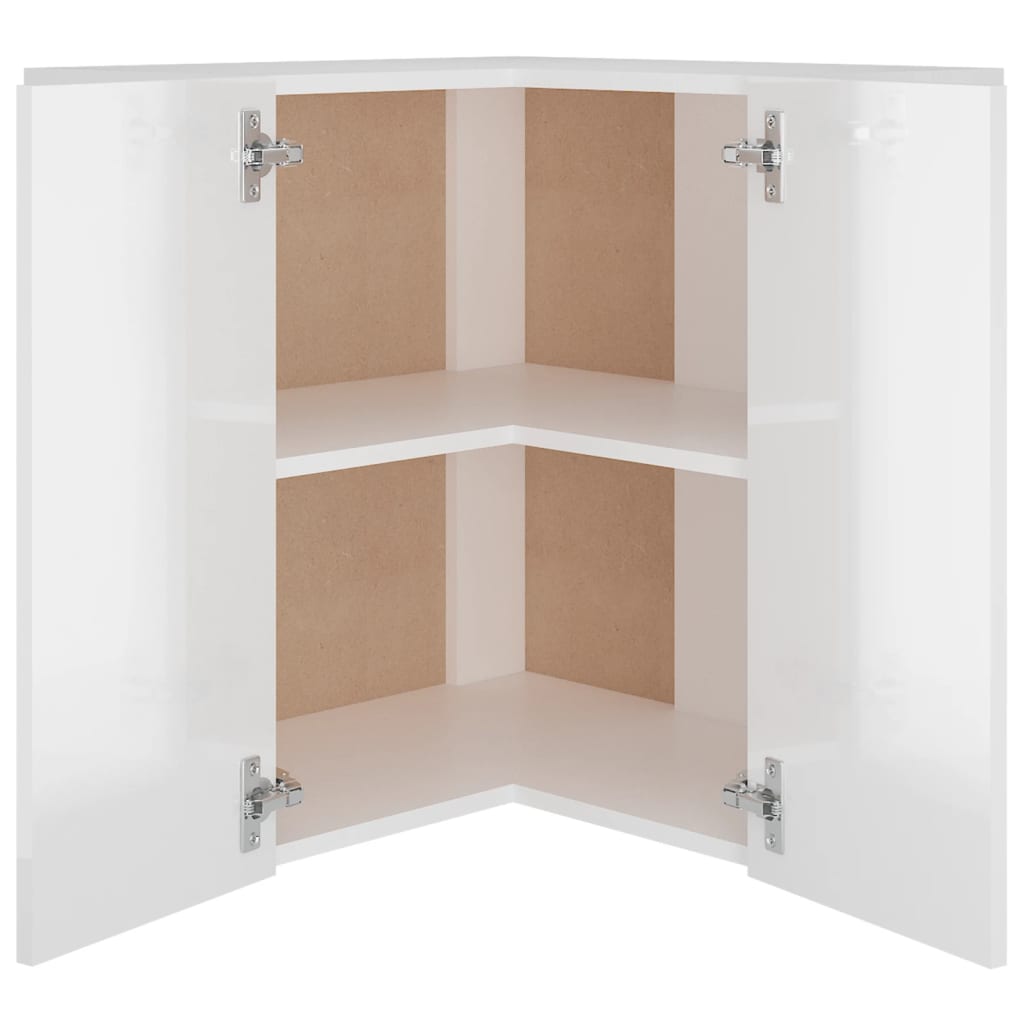 Berkfield Hanging Corner Cabinet High Gloss White 57x57x60 cm Engineered Wood