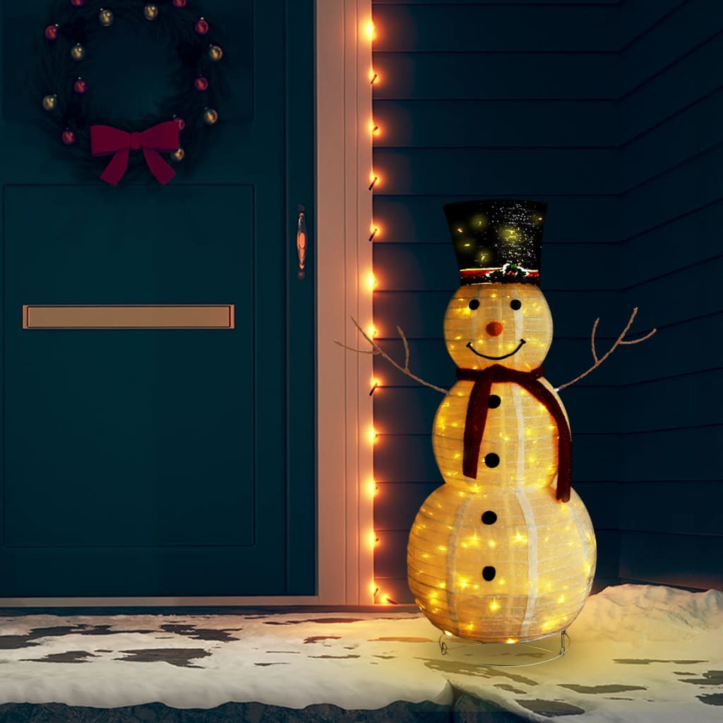 Berkfield Decorative Christmas Snowman Figure LED Luxury Fabric 120cm
