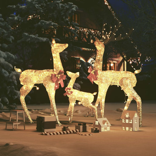 Berkfield Reindeer Family Christmas Decoration Gold 201 LEDs
