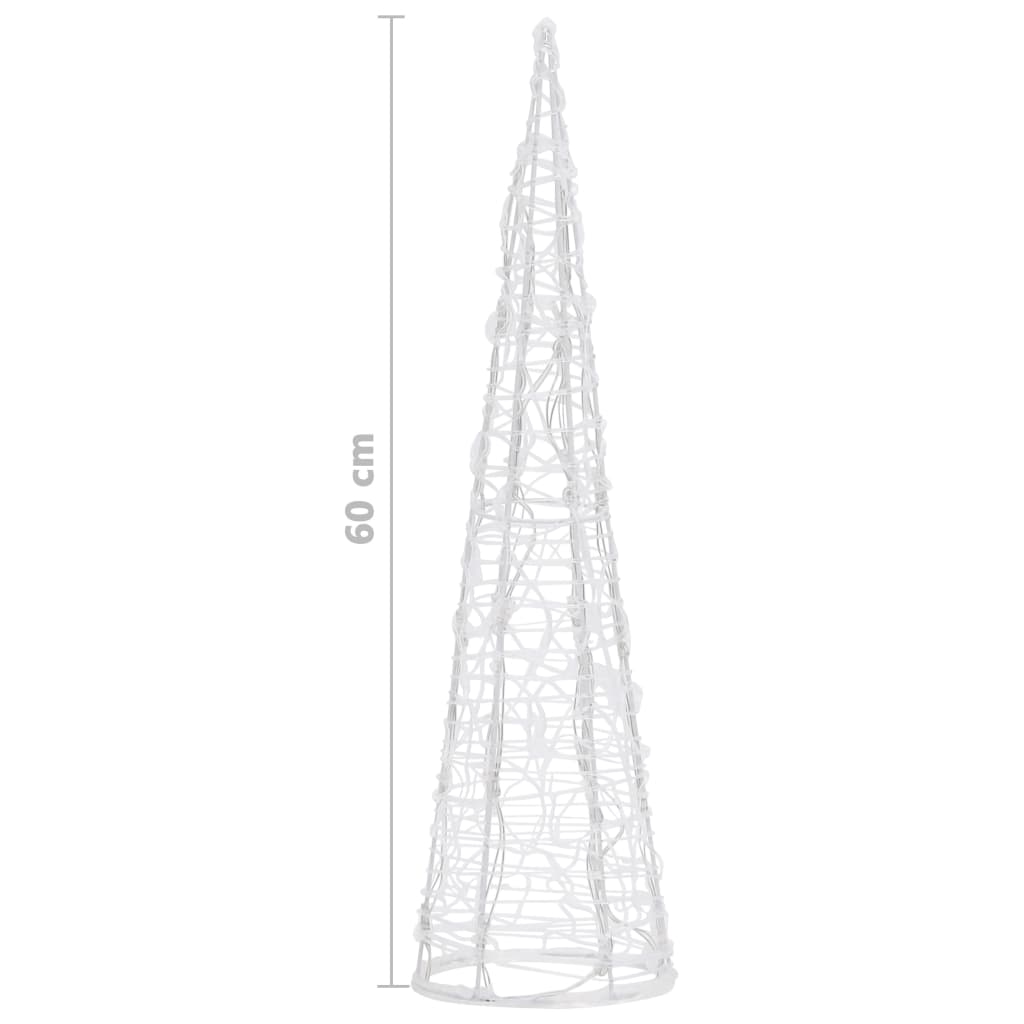 Berkfield Acrylic Decorative Pyramid LED Light Cone Cold White 60 cm