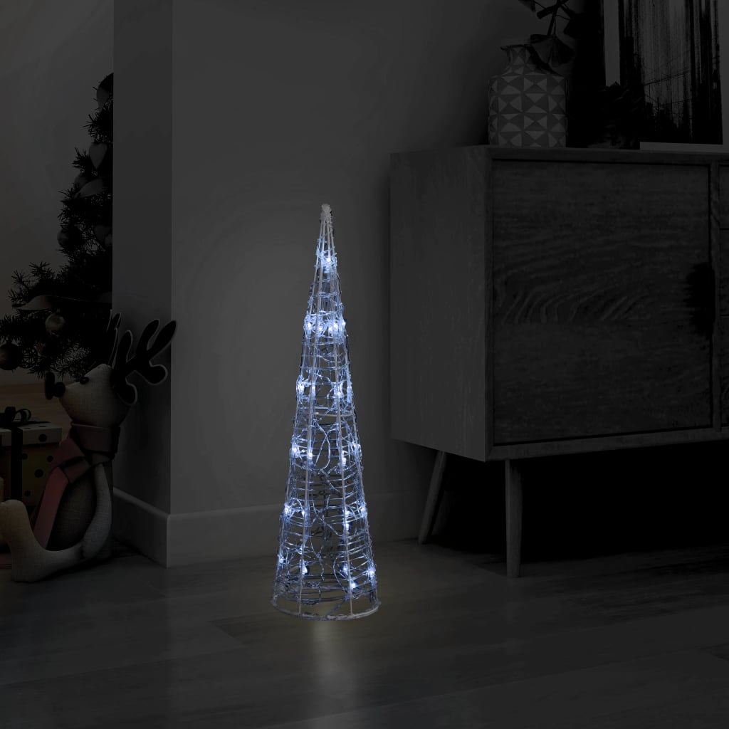 Berkfield Acrylic Decorative Pyramid LED Light Cone Cold White 60 cm