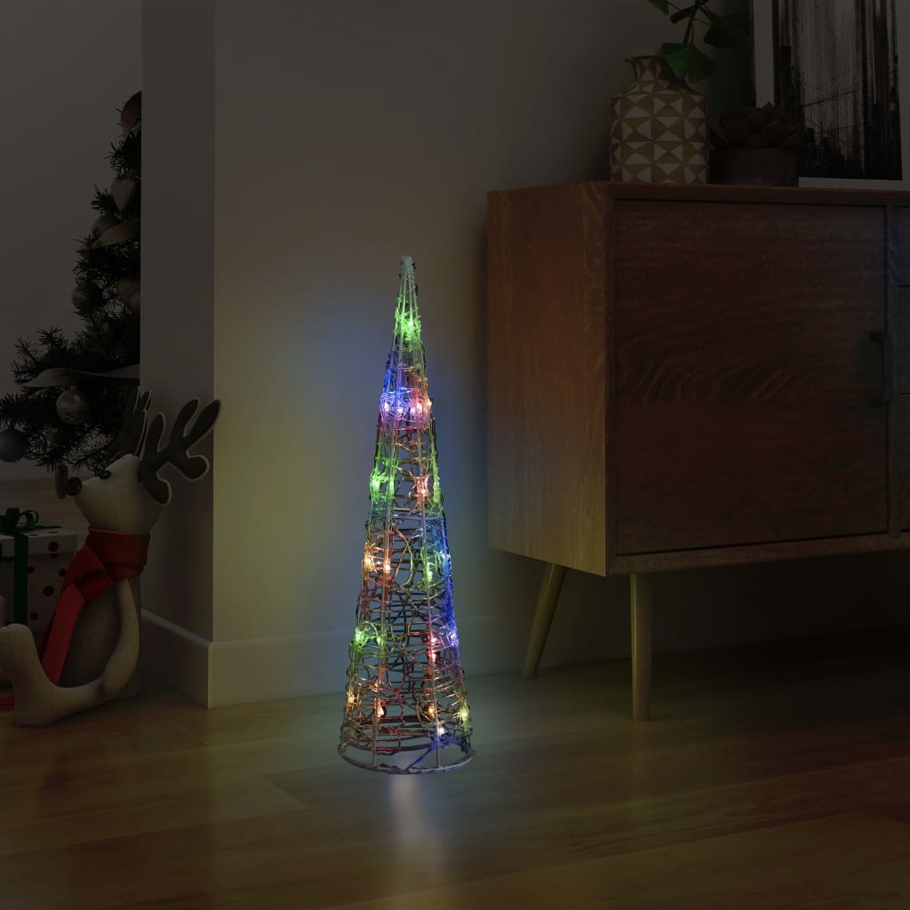 Berkfield Acrylic Decorative Pyramid LED Light Cone Colourful 60 cm