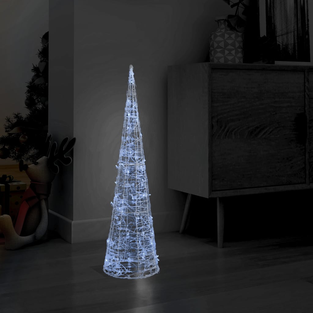 Berkfield Acrylic Decorative Pyramid LED Light Cone Cold White 90 cm