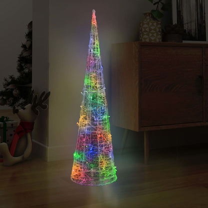 Berkfield Acrylic Decorative Pyramid LED Light Cone Colourful 120 cm