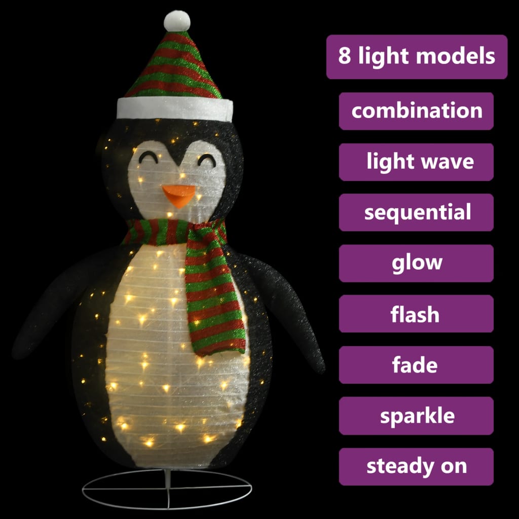 Berkfield Decorative Christmas Snow Penguin Figure LED Luxury Fabric 60cm