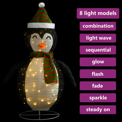 Berkfield Decorative Christmas Snow Penguin Figure LED Luxury Fabric 60cm