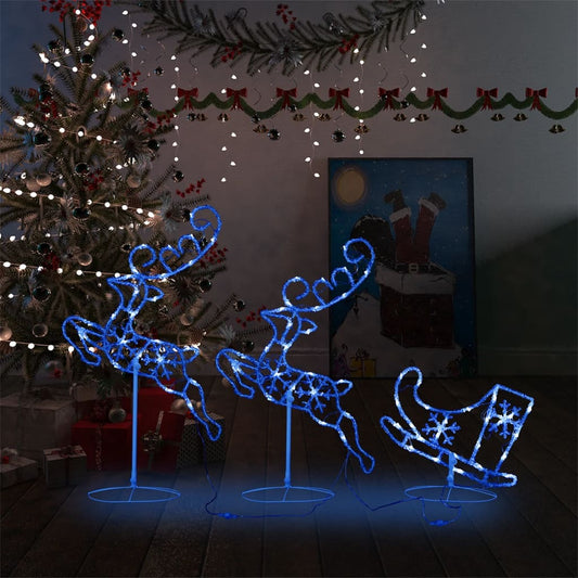 Berkfield Acrylic Christmas Flying Reindeer&Sleigh 260x21x87cm Blue