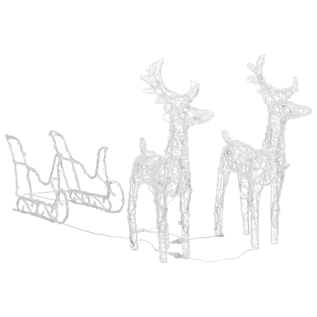 Berkfield Reindeers & Sleigh Christmas Decoration 160 LEDs 130 cm Acrylic