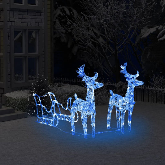 Berkfield Reindeers & Sleigh Christmas Decoration 160 LEDs 130 cm Acrylic