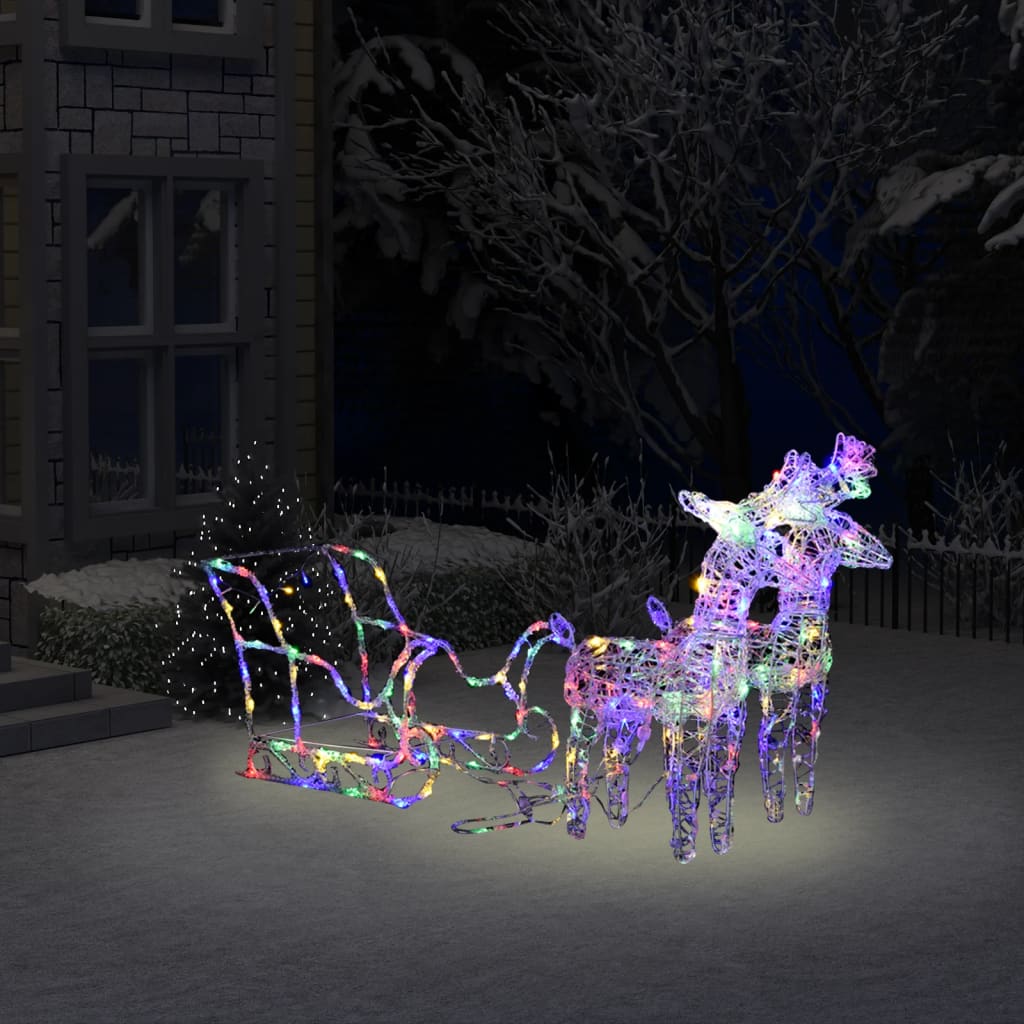 Berkfield Reindeers & Sleigh Christmas Decoration 160 LEDs 130 cm Acrylic