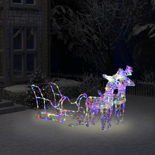 Berkfield Reindeers & Sleigh Christmas Decoration 160 LEDs 130 cm Acrylic
