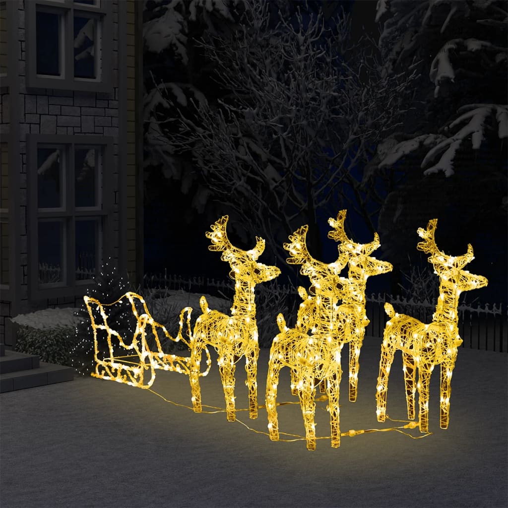 Berkfield Reindeers & Sleigh Christmas Decoration 280x28x55 cm Acrylic